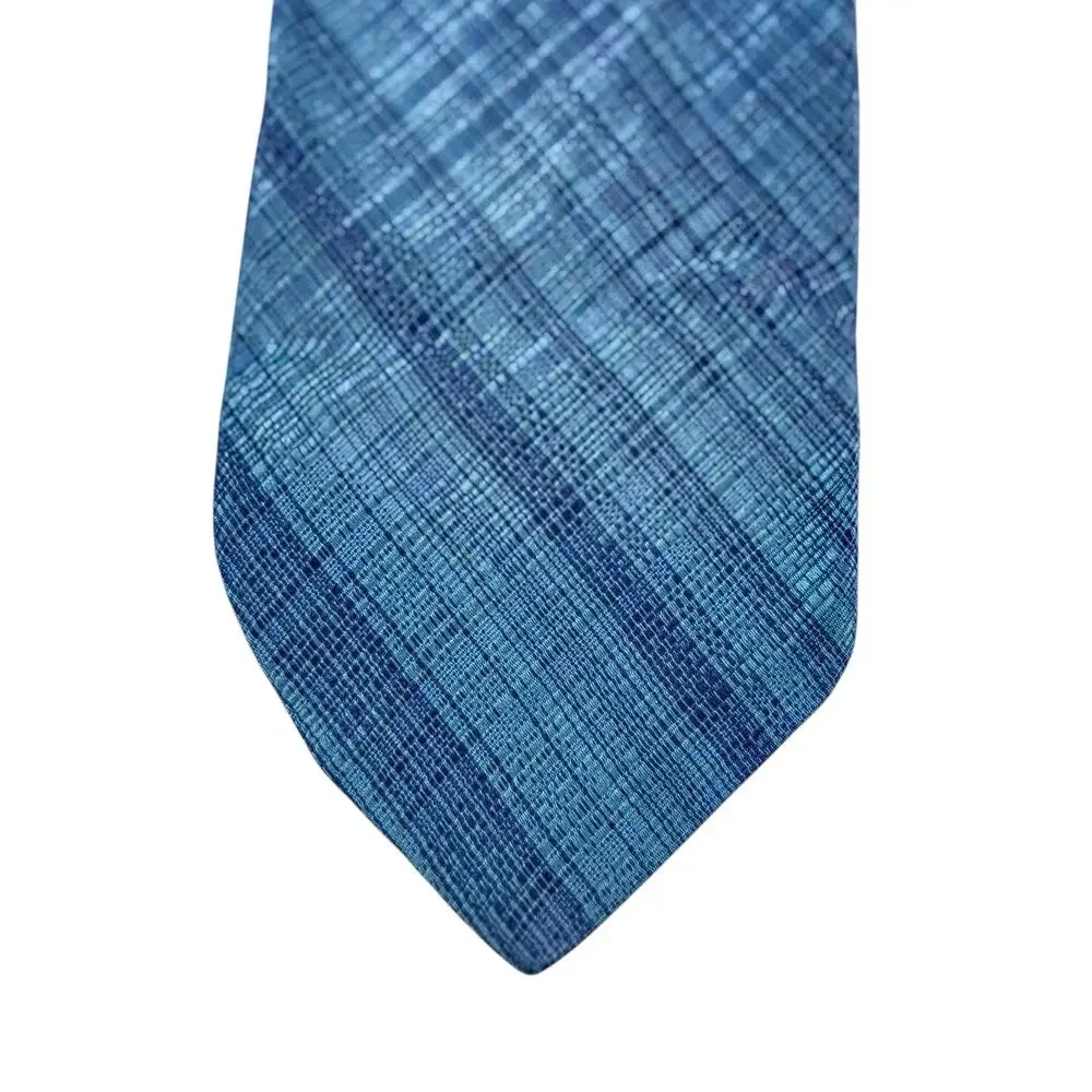 Ted Baker London Silk Tie Blue‎ on Blue Plaid Hand Tailored USA Preppy Academia